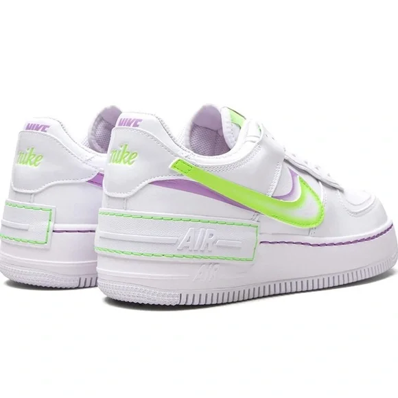 NIKE Air Force 1 Low Shadow White Electric Green Size 10 - Picture 2 of 15